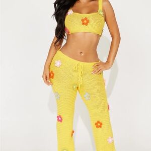 Fashion Nova Yellow Floral Crochet Set
